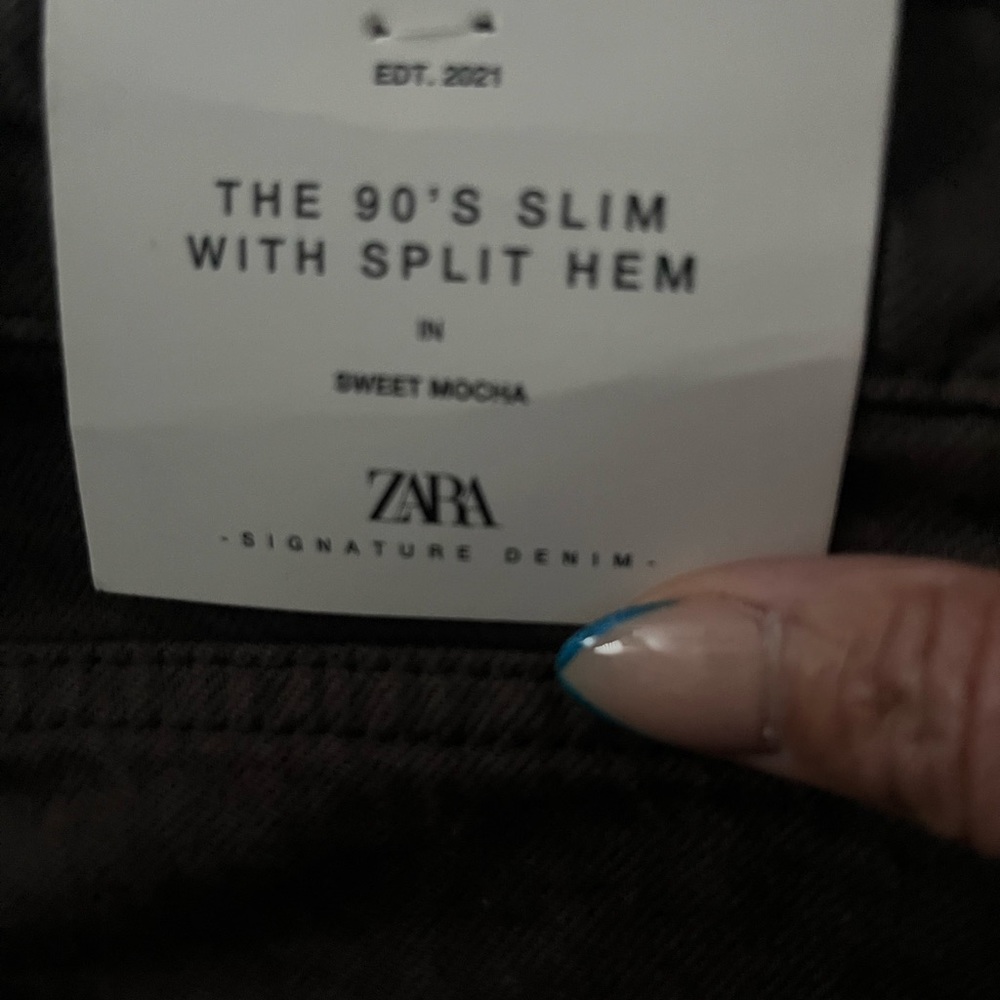 NWT Zara Sweet Mocha colored slit bottom jeans - Picture 2 of 8